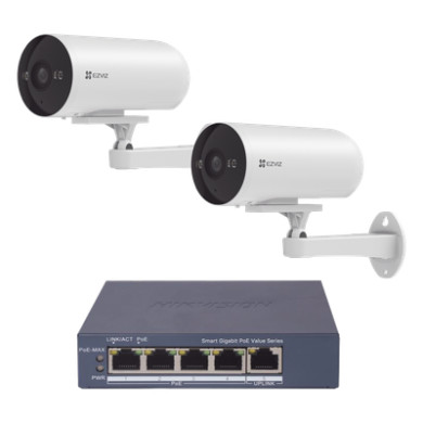 Kit de Videovigilancia PoE / 2 Cámaras IP 3 Megapixel / Switch 4 Puert