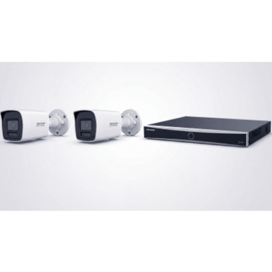 Kit NVR IP / 8 Canales / 8 Puertos PoE+ / 2 Cámaras Bullet 4 MP / Colo