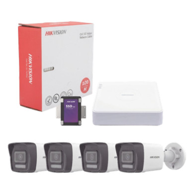 Kit de Videovigilancia IP / 4 Megapixel / NVR 4 Canales PoE+ / 4 Cámar