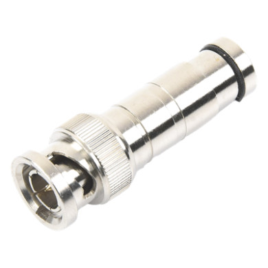 Conector BNC Macho / Compresión Axial / 75 Ohm / RG-59/U / Níquel-Oro-