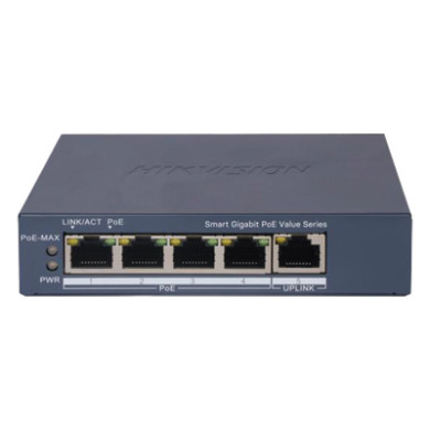Switch PoE+ Gigabit / 4 Puertos PoE+ / 1 Puerto Uplink / Monitoreable 