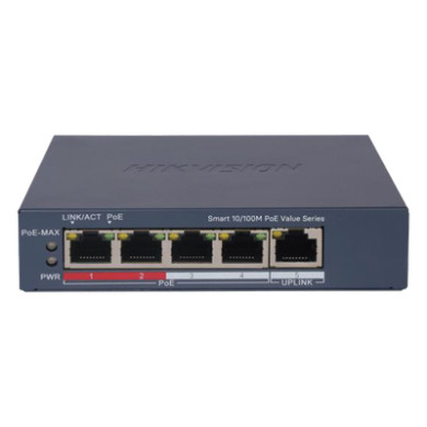 Switch PoE+ Monitoreable / 4 Puertos 10/100 Mbps PoE+ / 1 Puerto Uplin