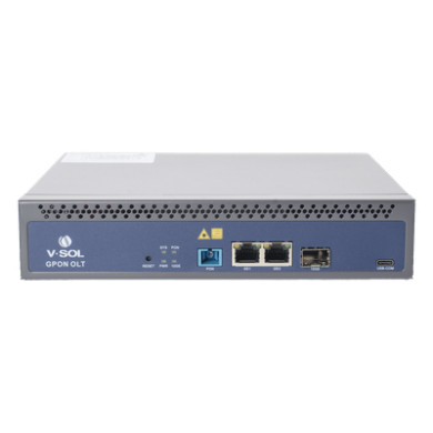 OLT GPON / 1 Puerto PON SC/UPC / 128 ONUs / 3 Puertos Uplink / 20 km (