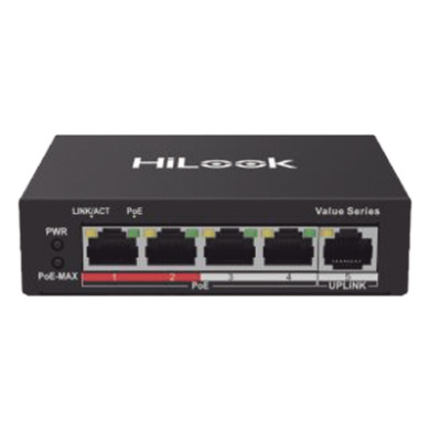 Switch PoE+ / 4 Puertos 10/100 Mbps PoE+ 802.3af/at / 1 Puerto Uplink 