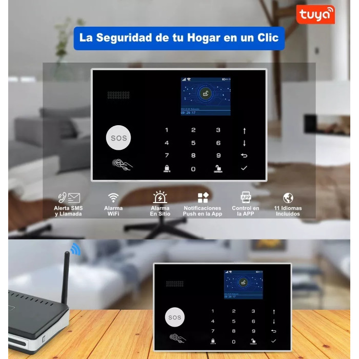 Kit Alarma Inalámbrica Wifi Gsm App Tuya Alexa Monitoreo